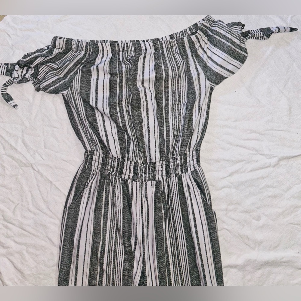 Derek Heart Black and White Off-Shoulder Sundress
